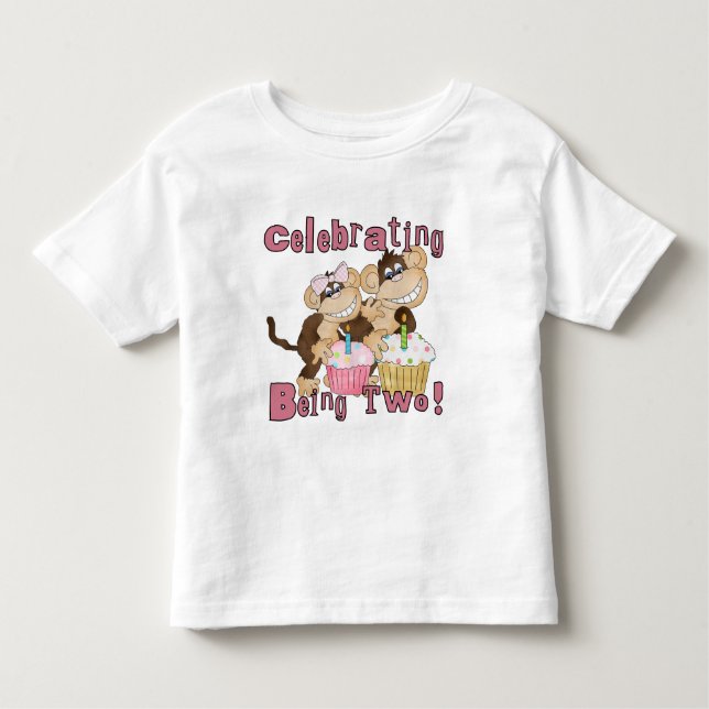 Pink Party Monkey 2e Anniversaire Tshirts et cadea (Devant)