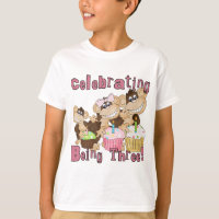 Pink Party Monkey 3e Anniversaire Tshirts et cadea