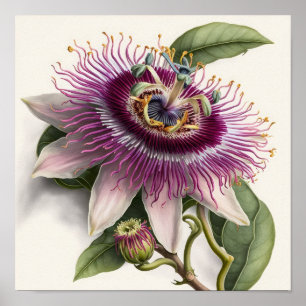 Pink Passion Flower Art Imprimer Poster