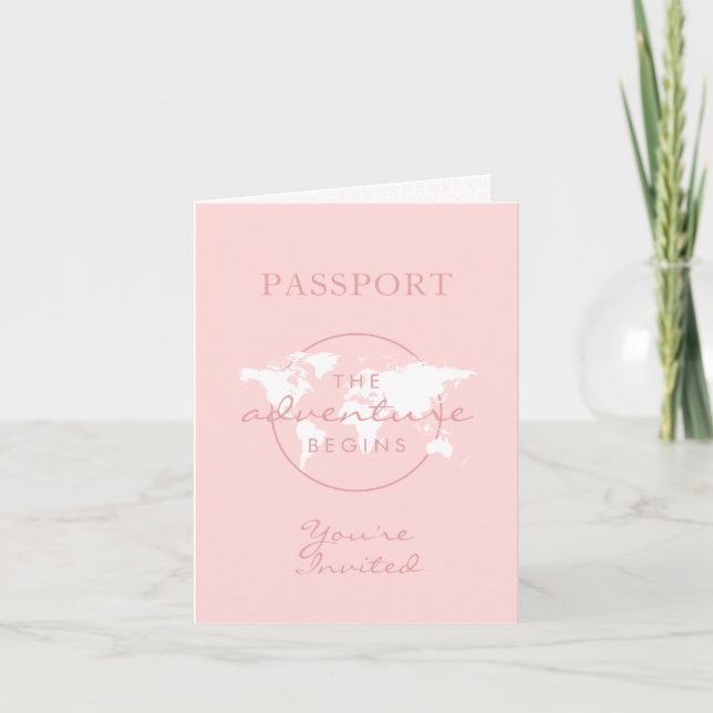 Pink Passport Voyage fille Baby shower Carte du mo (Devant)