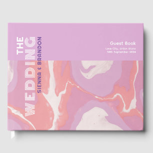 Pink Pastel Abstrait Art Mariage Livre d'or