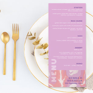 Pink Pastel Abstrait Art Menu Mariage