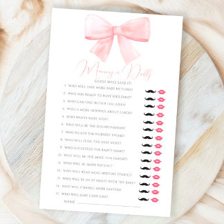 Pink Pastel Bow Maman Ou Papa Devine Qui Joue