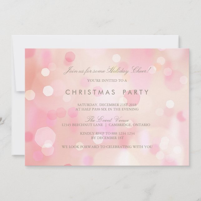 Pink Pastel Lights Noël Invitation (Devant)