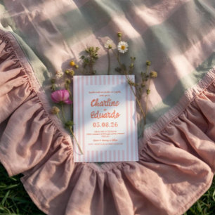 Pink Pastel rayé Faire-part de mariage Whimsical