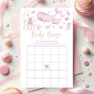 Pink Pastel Under the Sea Baby shower Bingo Jeu