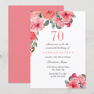 Pink & Peach Été 70e anniversaire Invitation