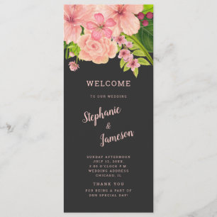 Pink & Peach Floral Mariage Cérémonie Programme