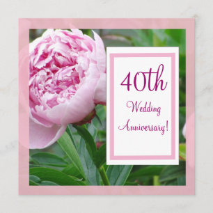 Pink Peony 40e Invitation anniversaire du Mariage