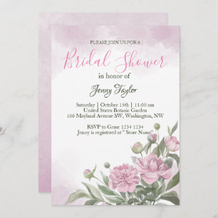 Pink Peony Aquarelle Nuptiale Douche Invitation
