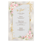 Pink Peony Floral Gold Script & Frame Mariage Menu