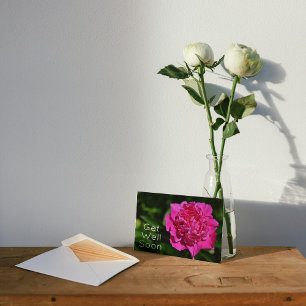 Pink Peony Garden Flower Get Well Bientôt Carte