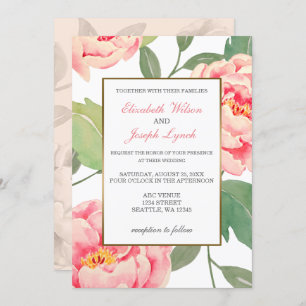 Pink Peony Invitations de mariage florales