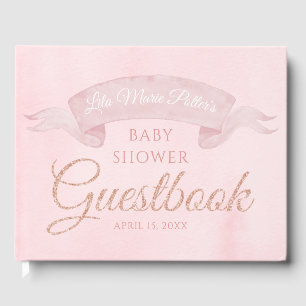 Pink Peony Rose Gold Baby shower Livre d'or