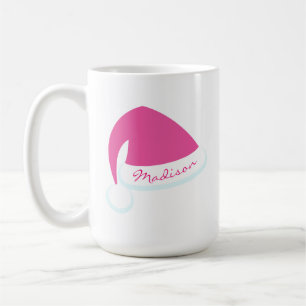 Pink Personnalisé Santa Hat Fête Mug