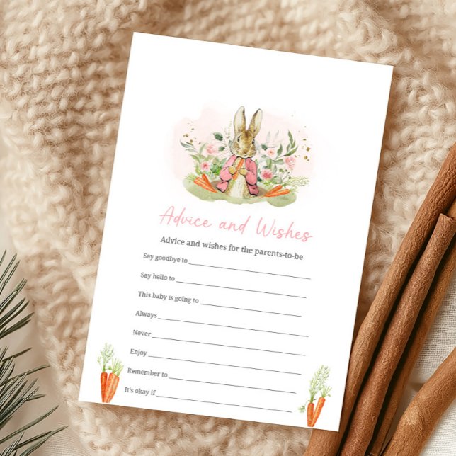 Pink Peter Rabbit Baby Shower Advice and Wish Game (Créateur téléchargé)