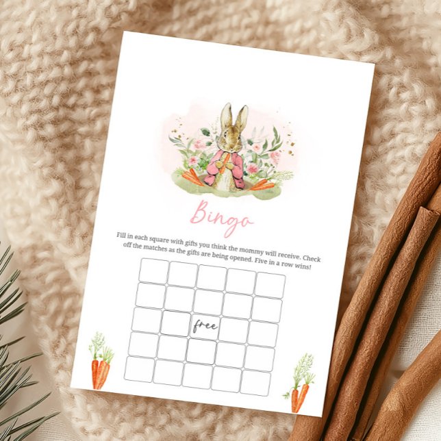 Pink Peter Rabbit Baby Shower Bingo Game (Créateur téléchargé)