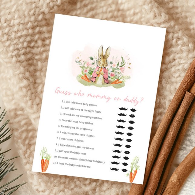 Pink Peter Rabbit Baby Shower Guess Who Game (Créateur téléchargé)