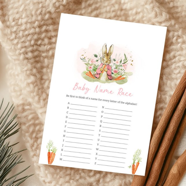 Pink Peter Rabbit Baby Shower Name Race Game (Créateur téléchargé)