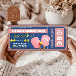 Pink Pickleball Tennis Girl Anniversaire Ticket