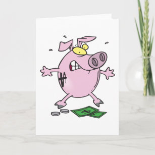 Pink Piggy Bank Avec Billets D'Argent Cartes De Vo