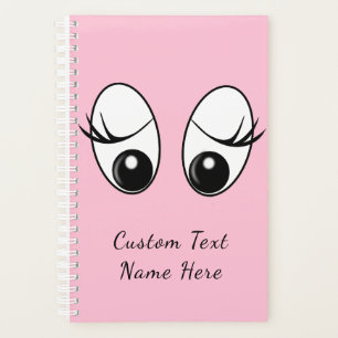Pink Planner Funky Curious Eyes avec texte personn