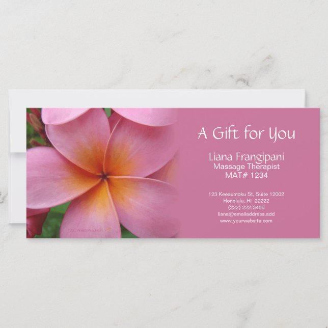 Pink Plumeria Massage ou Certificats Cadeaux Spas (Devant)