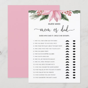 Pink Poinsettia Maman ou Papa Baby shower Carte de