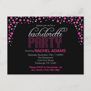 Pink Polka Dot Bachelorette Invitation Carte posta