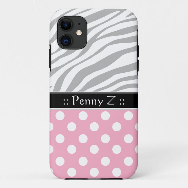 Pink Polka Dot Faded Zebra Imprimer iPhone 5 Coque (Dos)