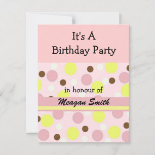 Pink Polka Dot Invitation Anniversaire