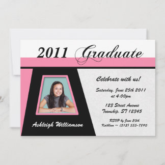 Pink Polygon Photo Graduation Invitation