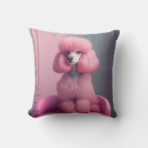 PINK POODLE ART JAUNE Oreiller