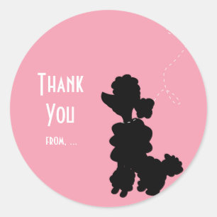 Pink Poodle Dog 50's Party Favor Sticker