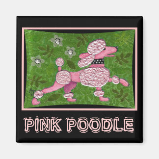 PINK POODLE PARADE - Aimant de caniche ludique