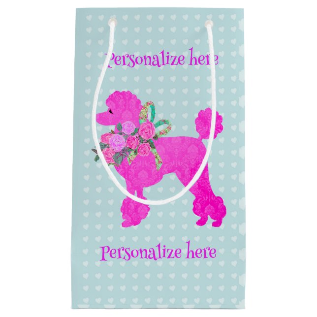 Pink Poodle Party personnalisé sac cadeau (Devant)