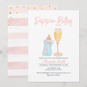 Pink Poppin' Bouteilles Invitation Baby shower fil