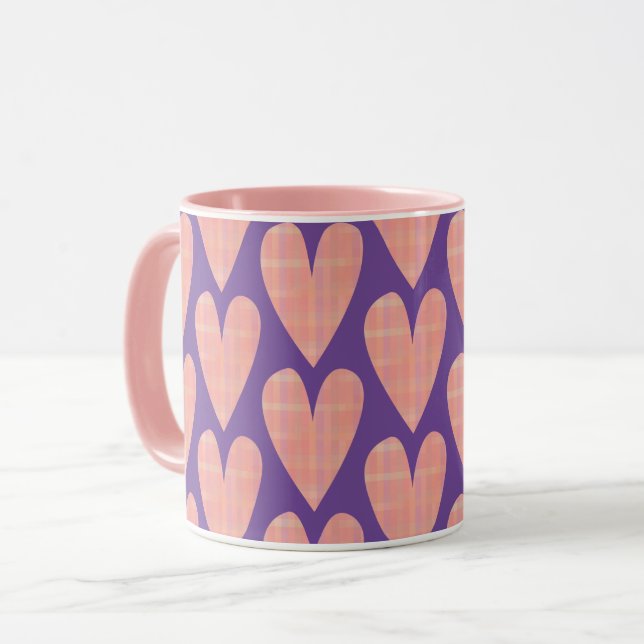 Pink Pretty Hearts sur la Coupe de Mug Violet (Devant gauche)