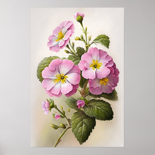 Pink Primrose Flowers Art Imprimer Poster