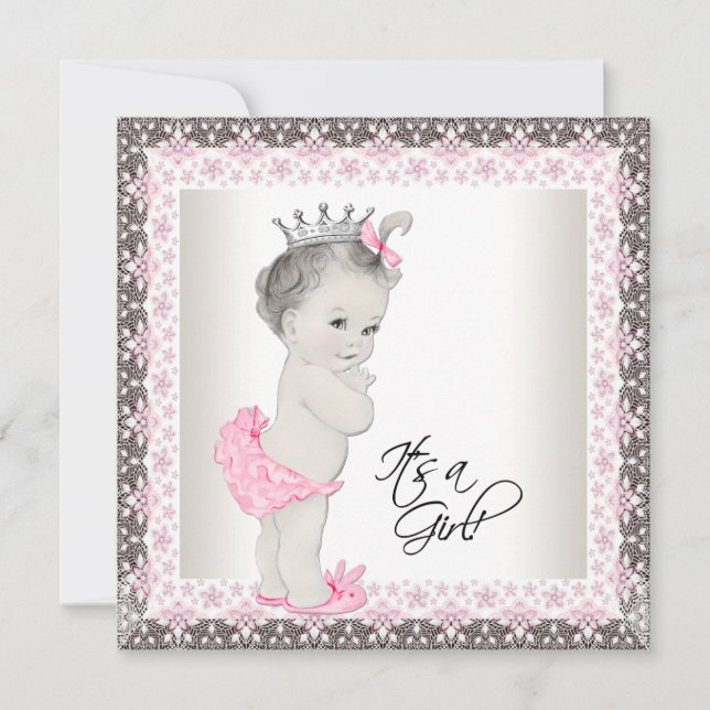 Pink Princess Baby Shower Invitations (Devant)