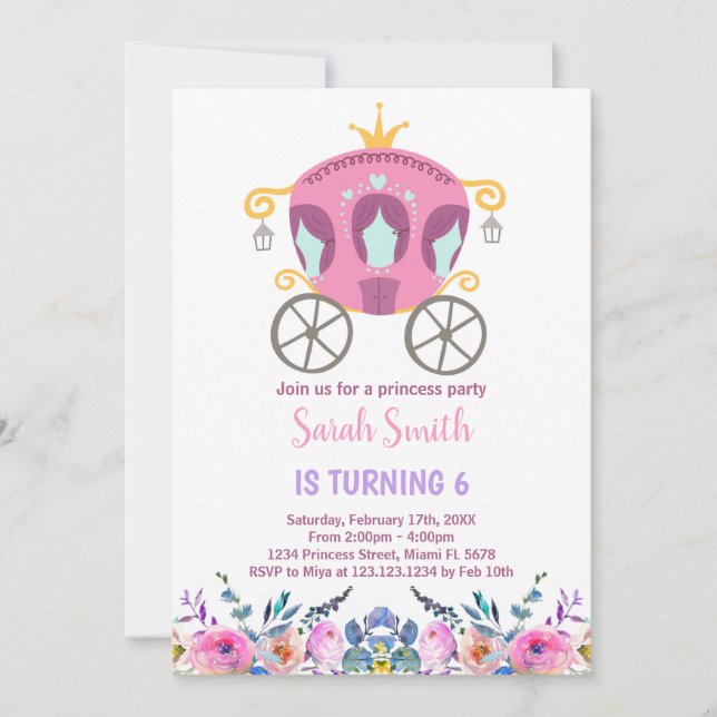 Pink Princess Carrie Invitation Anniversaire (Devant)