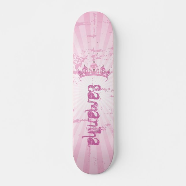 Pink Princess Crown Tiara Old School Skateboard (Devant)