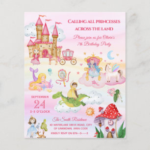 Pink Princess Fairy tale Girl Anniversaire Invitat