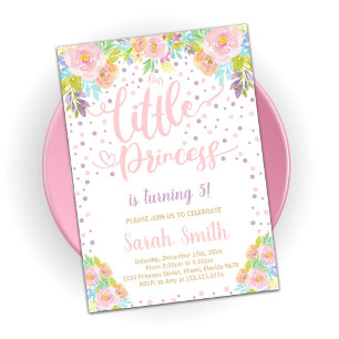 Pink Princess Invitations d'anniversaire
