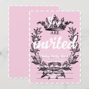 Pink Princess Theme Anniversaire Invitations