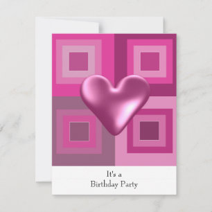 Pink Puffy Heart Invitation Anniversaire