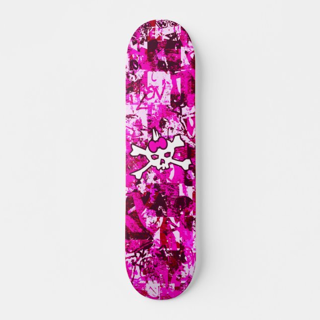 Pink Punk Skull Skateboard (Devant)