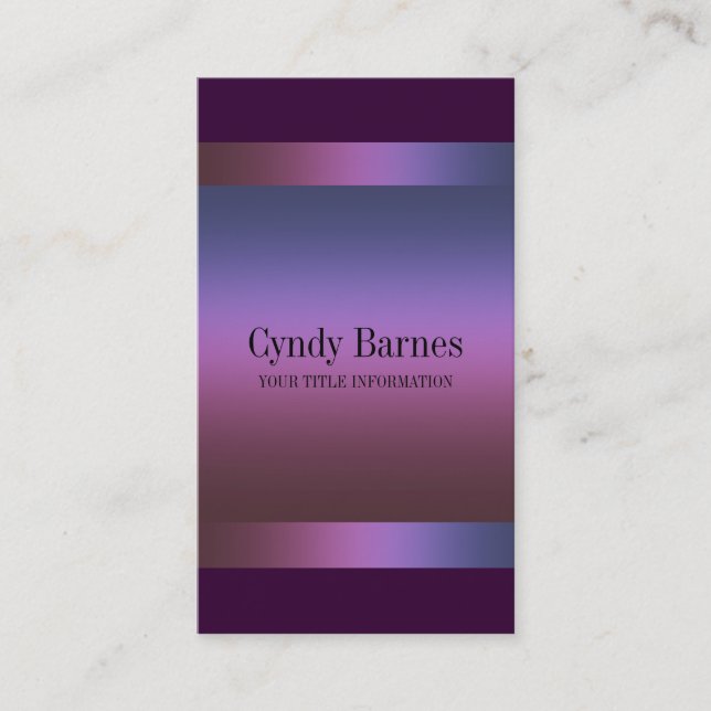 Pink Purple Blue Gradient sur Plum Carte de visite (Devant)