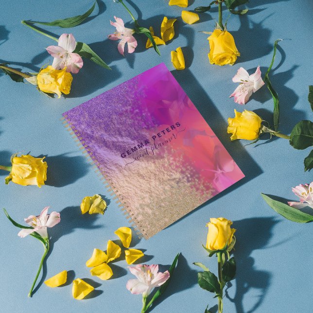 Pink Purple Gold Foil Parties scintillant Calligra (Créateur téléchargé)