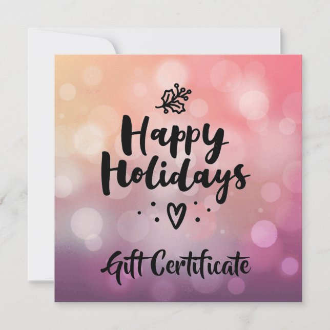 Pink Purple Happy Holidays Certificat cadeau (Devant)